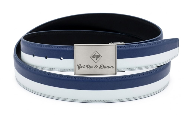 GET UP & DOWN Reversible 2-Tone Leather Golf Belt NAVY & WHITE