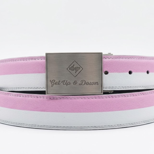 GET UP & DOWN Reversible 2-Tone Leather Golf Belt PINK & WHITE