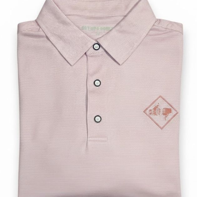 XL pinks striped strokes gained golf shirt